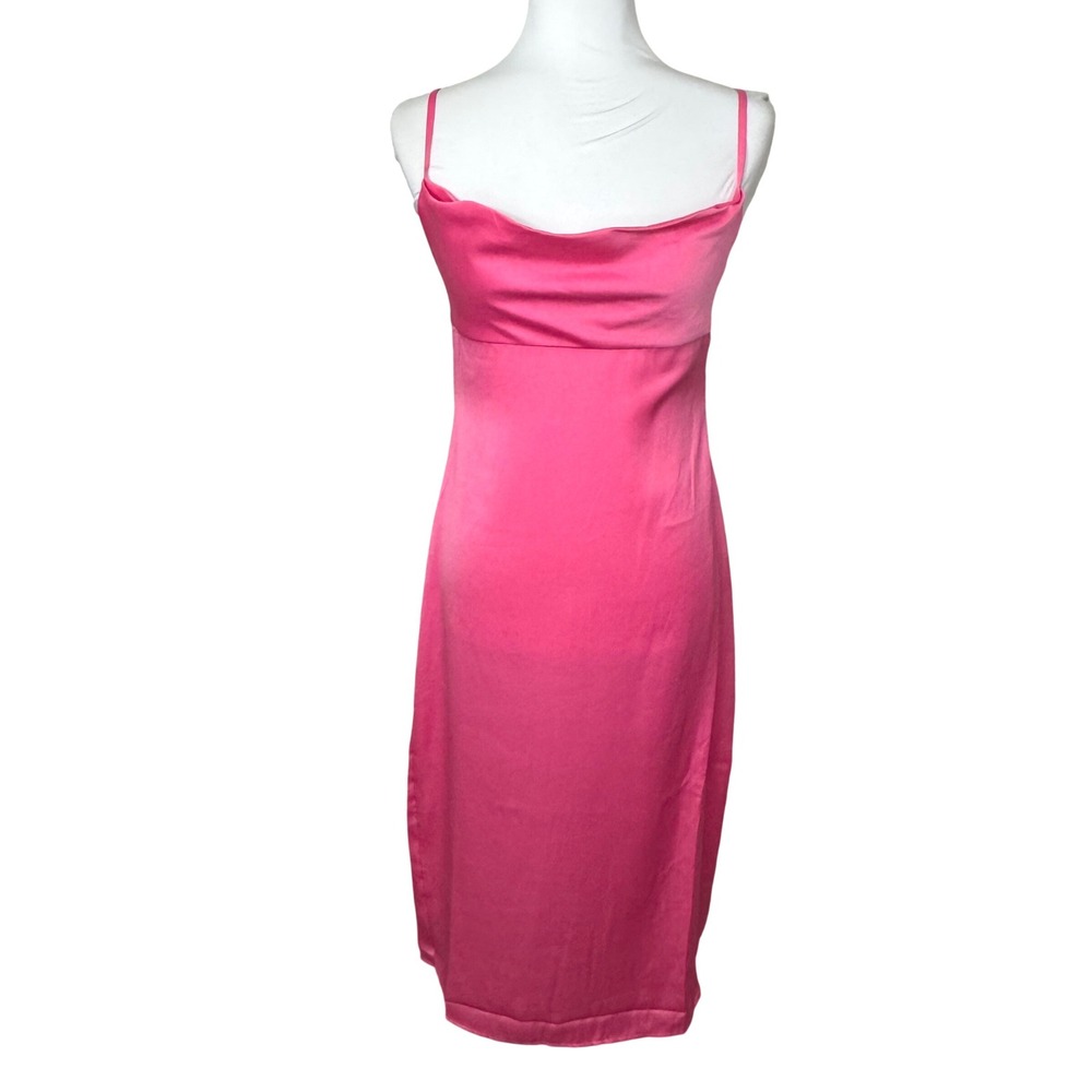 WeWoreWhat Midi Satin Charmeuse Slip Dress Pink Feminine Romantic Size 8 NEW